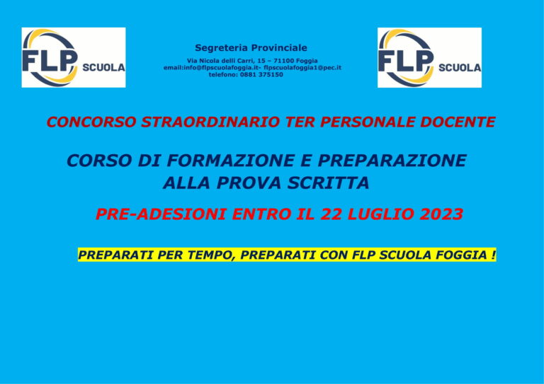 CONCORSO STRAORDINARIO TER: CORSO DI FORMAZIONE E PREPARAZIONE ...